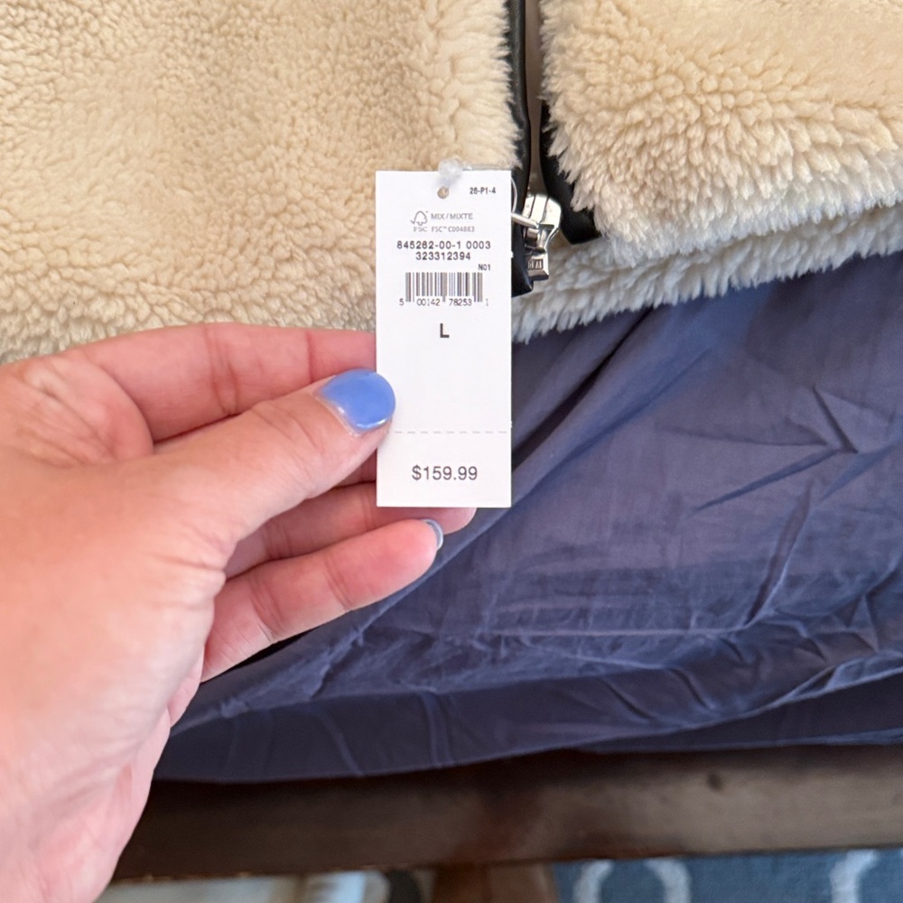 GAP Cream Sherpa Jacket with Black Trim - Picture 2 of 6